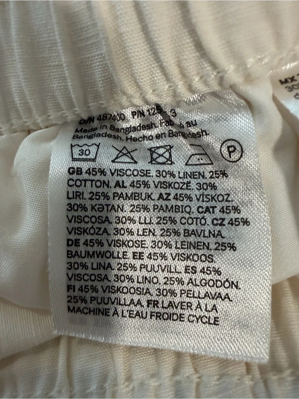 H&M Cream Linen Blend Wide Leg Pull-On Pants XXS